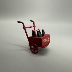 Coca Cola Bottles Hand Truck Push Cart Dollhouse Miniature Cart 2”x1.25”